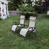 Snow Joe Bliss Hammocks Set of 2 Gravity Free Chairs w Canopy, Drink Tray, and Pillow GFC-026-2S